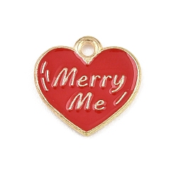 Сердце Подвески из сплава с эмалью ко дню святого валентина, золотой свет, сердце, 14x15x1.5 мм, отверстие : 1.6 мм