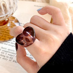 Кокосово-Коричневый Кольца из смолы с леопардовым принтом в форме сердца, внутренний диаметр: 18 мм