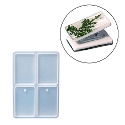 Rectangle Украшения своими руками для клипс силиконовые формы, формы для литья смолы, для изготовления ювелирных изделий из УФ-смолы и эпоксидной смолы, прямоугольник, 95x65x6 мм, отверстие : 3 мм, внутренний диаметр: 41x28x5 мм