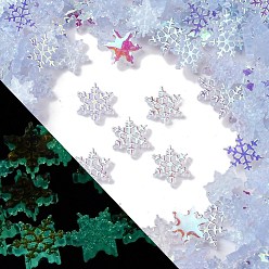 Светло-Синий Светящиеся и гальванические смоляные декодированные кабошоны, снежинка, светится в темноте, голубой, 11x11x2 мм