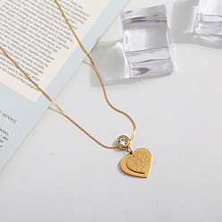 Сердце 201 ожерелья из нержавеющей стали с подвесками из хрусталя и стразами для женщин, золотые, сердце, 15.75 дюйм (40 см), Кулон : 25 мм