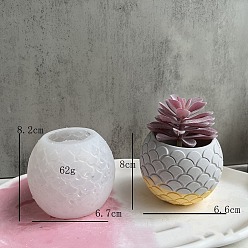 White DIY Food Grade Silicone Fish Scale Planter Molds, Resin Casting Molds, for UV Resin, Epoxy Resin Craft Making, Round, White, 82x67mm