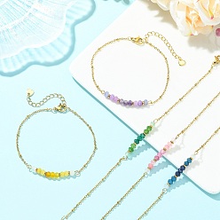 Малайский Нефрит Окрашенные натуральные малазийские нефритовые рондели с бисером, 304 женские браслеты-сателлиты из нержавеющей стали, 7.20 дюйм (18.3 см)