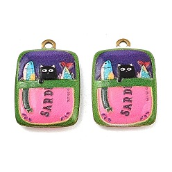 Cat Shape Печатные 304 подвески из нержавеющей стали, ионное покрытие (ip), реальный 18 k позолоченный, фиолетовые, прямоугольник и форма кошки, 22x15x4.5 мм, отверстие : 1.8 мм