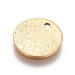 Золотой Ионное покрытие (ip) 304 текстурированные подвески из нержавеющей стали, плоско-круглые, золотые, 12x1 мм, отверстие : 1.4 мм