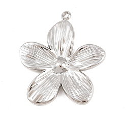 Нержавеющая Сталь Цвет Летняя тематика 304 подвески из нержавеющей стали, цветочный шарм, цвет нержавеющей стали, 27x23.5x2.5 мм, отверстие : 1.6 мм