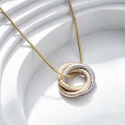 (52) Непрозрачная лаванда 304 ожерелья из нержавеющей стали с тройными кругами для женщин, разноцветные, 17.72 дюйм (45 см)