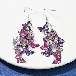 Средняя Орхидея 430 серьги-бабочки из нержавеющей стали с подвесками, с железными крюками серьги, платина, средне орхидеи, 78 мм