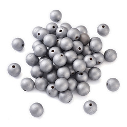 Серебро Природных шарики древесины, без свинца, окрашенные, круглые, серебряные, 24~25 мм, отверстие : 5 мм