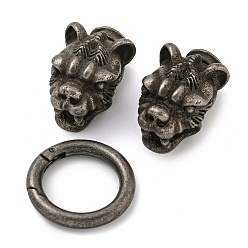 Античное Серебро Тибетский стиль 304 пружинные кольца из нержавеющей стали, античное серебро, 50 мм