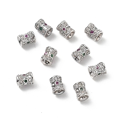 Платина Латунные микро проложить кубического циркония бусы, колонка, стойки покрытие, без кадмия и без свинца, долговечный, платина, 5x4 мм, отверстие : 1.2 мм