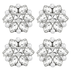 Кристалл 4 шт. цветочный сплав со стеклянными зажимами для обуви со стразами, съемное украшение для обуви, с железными зажимами, кристалл, 55x11 мм