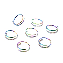 Rainbow Color Двойное кольцо в носу цвета радуги для одиночного пирсинга, спираль 316 носовое кольцо из хирургической нержавеющей стали для женщин, украшения для пирсинга тела, 1~3x12 мм, внутренний диаметр: 10 мм