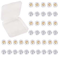 Platinum & Golden Silicone Ear Nuts, Earring Backs, with Brass Findings, Half Round, Platinum & Golden, 5x3.5mm, Hole: 1mm, 2 colors, 20pcs/color, 40pcs/box
