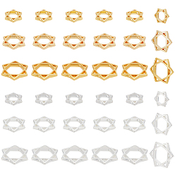 (52) Непрозрачная лаванда 36шт 6 стили долговечная покрытая сплавом рамка для бусины, для евреев, звезда Давида, разноцветные, 11~16.5x11~16.5x2.5~3 мм, отверстие : 1 мм, 6 шт / стиль