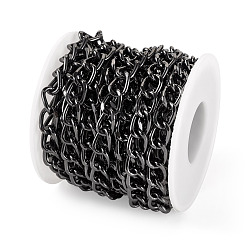 Черный Цвет Металла 5 кубинские звенья цепей из окисленного алюминия, с катушкой, несварные, металлический черный , 11.5x8x1.7 мм