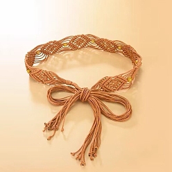 Sandy Brown Boho Cotton Belts for Women, Sandy Brown, 41-3/8 inch(105cm)