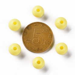 Yellow Opaque Acrylic Beads, Round, Yellow, 8x7mm, Hole: 2mm, about 1745pcs/500g