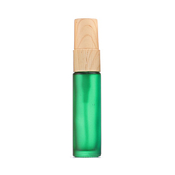 Medium Sea Green Empty Portable Frosted Glass Spray Bottles, Fine Mist Atomizer, with Wooden Dust Cap, Refillable Bottle, Medium Sea Green, 9.6x2cm, Capacity: 10ml(0.34fl. oz)