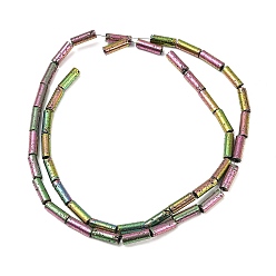 (966) Внутренний цвет Кристалл / Лиловато-лиловый на подкладке Гальванические бусины из натуральной лавы, колонка, с покрытием цвета радуги, 9x3 мм, отверстие : 1 мм, около 43 шт / нитка, 15.75'' (40 см)