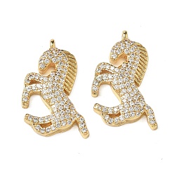 Настоящее золото 18K Латунные микро проложить кубического циркония подвески, лошади прелести, стойки покрытие, долговечный, без кадмия и без свинца, реальный 18 k позолоченный, 22x14x3 мм, отверстие : 1.3 мм
