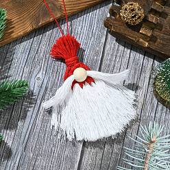 Красный Подвеска Санта-Клаус из хлопка в технике макраме ручной работы, с деревянных бусин, для подвесных украшений на елку, красные, 190 мм