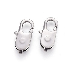 Stainless Steel Color Tarnish Resistant 304 Stainless Steel Lobster Claw Clasps, Stainless Steel Color, 18x8.5x3.5mm, Hole: 1.5mm