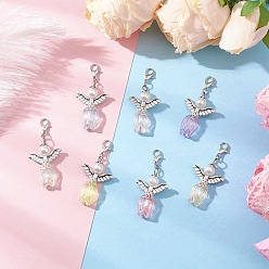 (52) Непрозрачная лаванда Тюльпан ангел абс пластик искусственный жемчуг и стеклянные подвески украшения, Сплав с застежками когтя омара, разноцветные, 49 мм