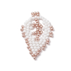 Белый Бисер бисерные подвески, Лист подвески, белые, 36x19x2 мм, отверстие : 0.6 мм