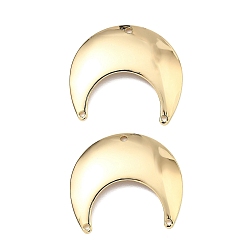 Настоящее золото 14K Латунные люстры ссылки компонент, луна, реальный 14 k позолоченный, 25x23x2 мм, отверстия : 1.4 mm и 1 мм