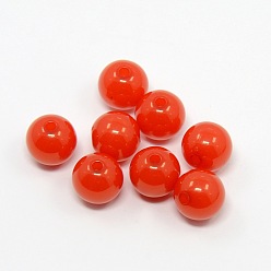 Красный Имитации акриловых шариков желе, круглые, красные, 10 мм, Отверстие : 2 мм , около 938 шт / 500 г