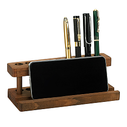 Кокосово-Коричневый Деревянная подставка для хранения ручек, держатель ручки, прямоугольные, кокосового коричневый, 200x79.5x67.5 мм