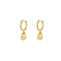 Teardrop 304 Pendientes colgantes de aro de acero inoxidable para mujer, real 18 k chapado en oro, lágrima, 24x8 mm