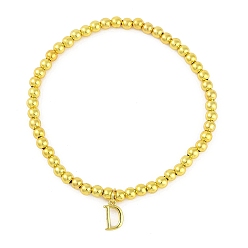 Letter D Латунные подвески браслеты, реальный 18 k позолоченный, Буква D, 0.16 дюйм (0.4 см), внутренний диаметр: 2.17 дюйм (5.5 см), Кулон : 10~10.5x2.5~8 мм