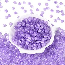 Violet Bleu Perles de verre de style banc de tirage de qualité A de FGB, rondelle, imitation chat perles oeil, bleu violet, 7.5x4.5mm, Trou: 1.2~1.4mm, environ 1250 pcs / livre