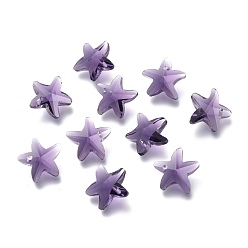 Темно-синий  Шифер Граненый стеклянный шарм, морская звезда, темный сланец синий, 14x15x7 мм, отверстие : 1.4 мм