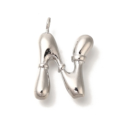 Letter N Стойки обшивки латунные подвески, без кадмия и без свинца, подвески с буквой az~z, Письмо N, 23x15x5 мм, отверстие, 2 мм