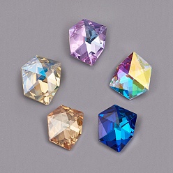 Mixed Color Pointed Back K9 Glass Rhinestone Cabochons, Back Plated, Faceted, Nuggets, Mixed Color, 20~21x17~18x8~8.5mm
