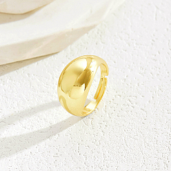 Oval Véritables anneaux réglables en laiton plaqué or 18k, ovale, pas de taille