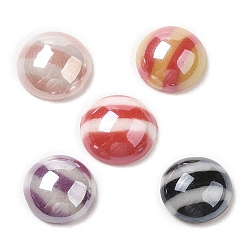 Mixed Color Two Tone Glass Cabochons, Half Round, Mixed Color, 8x3mm