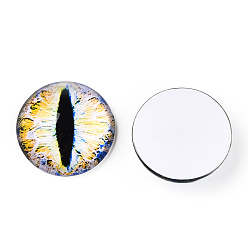 Шампанско-Желтый Кабошоны из стекла, полукруглый с дурным глазом, вертикальный зрачок, шампанское желтый, 20x6.5 мм