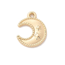 Настоящее золото 14K Латунные подвески, Луна прелести, реальный 14 k позолоченный, 15.5x12x1.5 мм, отверстие : 1.5 мм