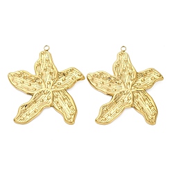 Настоящее золото 18K 304 из нержавеющей стали большие кулоны, ионное покрытие (ip), цветочный шарм, реальный 18 k позолоченный, 56x49.5x3 мм, отверстие : 2.5 мм