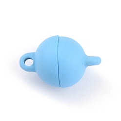 Светло-Синий Магнитные застежки из сплава с петлями, круглые, голубой, 13x8 мм, отверстие : 1.2 мм