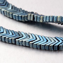 Зеленое Покрытие Гальванизировать немагнитных синтетический гематит нитей бисера, наконечник, зеленый покрытием, 4x6x3 мм, отверстие : 1 мм, около 206 шт / нитка, 15.7 дюйм