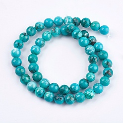 Magnesite Natural Magnesite Beads Strands, Round, Dyed & Heated, 8mm, Hole: 1mm, about 51pcs/strand, 15.9 inch(40.5cm)
