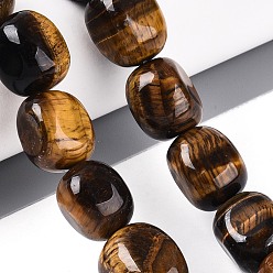 Тигровый глаз Природных тигровый глаз бисер нитей, самородки, упавший камень, 16~19x12.5~15x12.5~15 мм, отверстие : 0.7~0.9 мм, около 21 шт / нитка, 14.17~14.96'' (36~38 см)