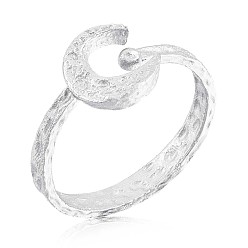 Silver 925 Sterling Silver Crescent Moon Open Cuff Ring for Women, Silver, US Size 5 1/4(15.9mm)