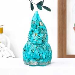 Синтетическая Бирюза Украшение для витрины из смоляного гнома, с синтетической бирюзовой крошкой внутри статуэток для украшения домашнего офиса, 77x48 мм