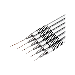 Серебро 6шт. кисточек для ногтей, пластиковая кисточка для нейл-арта, кисть для ногтей, серебряные, 19.3x0.9 см